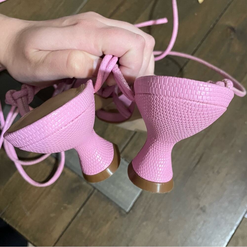 Anthropologie pink strappy sandal heels - Picture 11 of 15